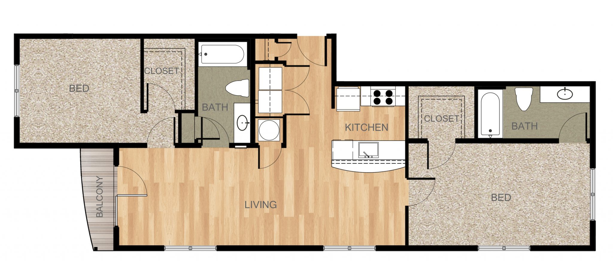 Two Bedrooms 1200 Semmes Apartments
