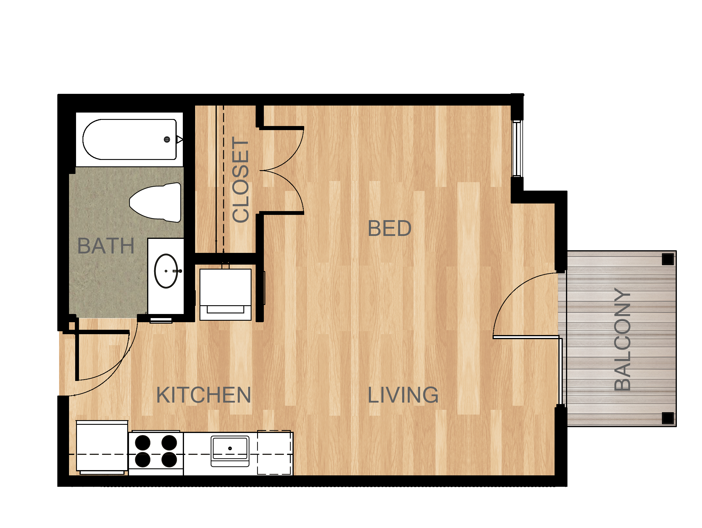 Studio Type Apartment Floor Plan With Dimensions Viewfloor Co   Studio 210 310 410H 223 323 423 